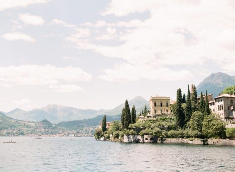 view across lake como towards wedding venue Villa Cipressi