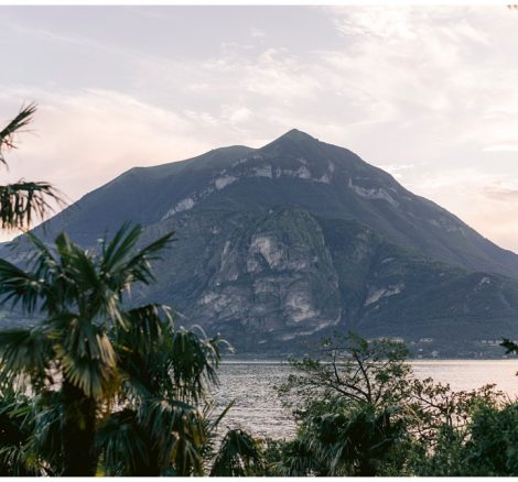 view of the mountain across Lake Como from unique wedding venue in Italy Villa Cipressi