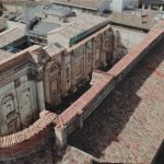 aerial view above 500 year old palazzo