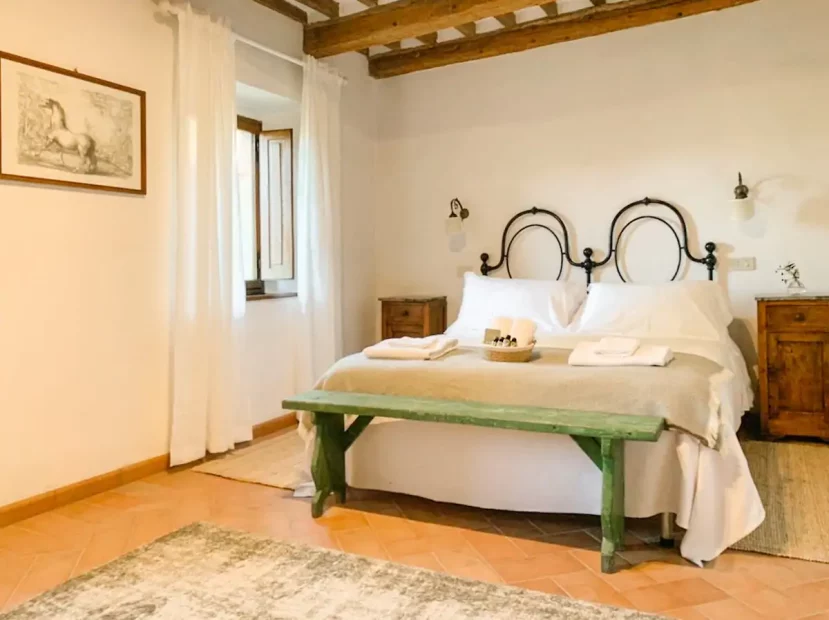 bedroom at Italian wedding venue Antico convento i cappuccini di montalcino