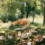 wooden seats outside for outdoor wedding ceremony at Italian wedding venue convento dell'Annunciata