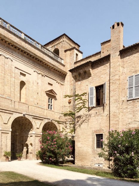 Exterior of stone historic building in Italy Villa Pesaro wedding venue
