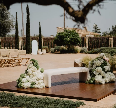 End of aisle at wedding venue Finca Morneta