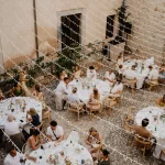 Aerial shot of tables at wedding venue Finca Morneta