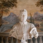 statue and ornate wall artwork at Italian wedding venue Villa Imperiale Pesaro