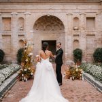 Bride and groom intimate wedding ceremony at Italian wedding venue Villa Imperiale
