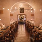 wedding tables in one of the dining rooms with arched ceilings at Italian wedding venue convento dell'Annunciata