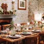 white brick wall with fireplace for wedding reception at Italian wedding venue convento dell'Annunciata