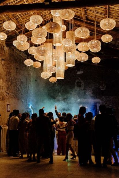 late night wedding party in the renovated barn at French wedding venue le Petit Roulet