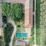 aerial view above wedding venue in south of France le petit roulet