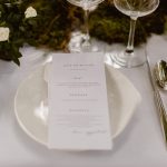 wedding menu on plate at le Petit Roulet wedding venue in luberon in france