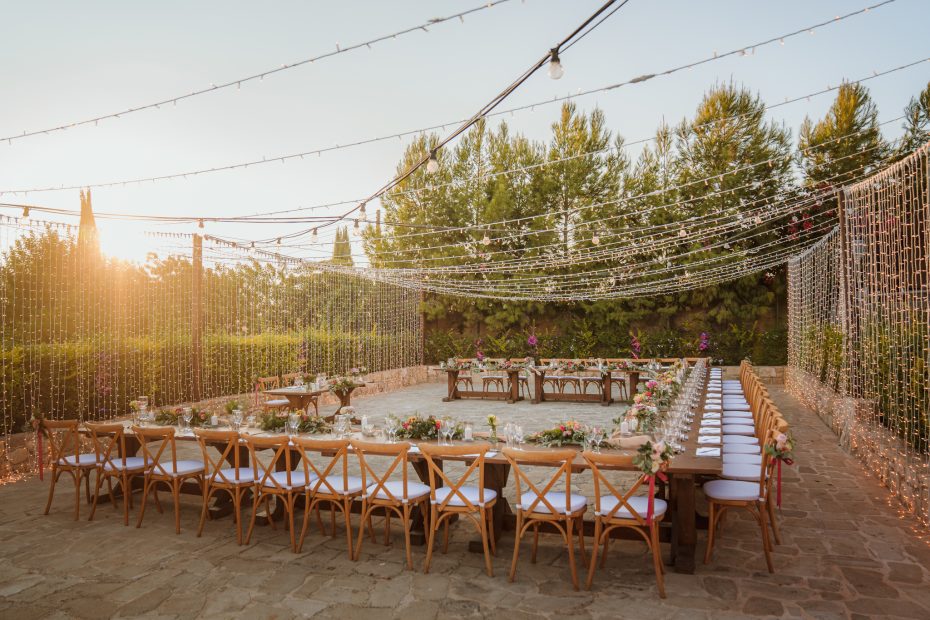 c shaped wedding tables at liopetro wedding venue in Cyprus