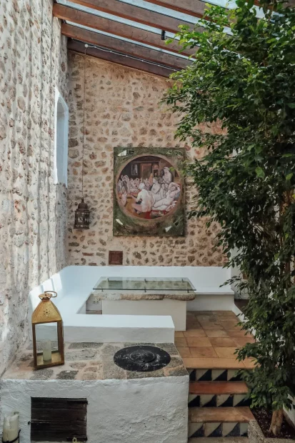 inside features at boutique hotel at Mallorca wedding venue ca's xorc in soller