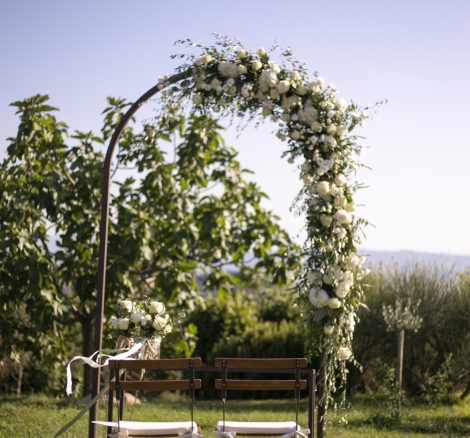 archway for ceremony at wedding venue in italy castello di petrata