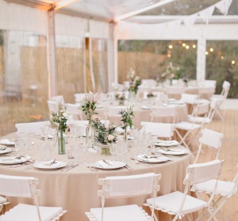 wedding tables in marquee at le grand banc luxury destination wedding venue in france
