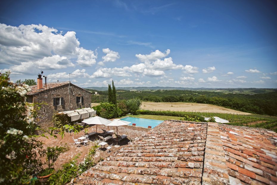 rooftop view at wedding venue in Tuscany Italy Borgo Stomennano