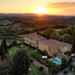 aerial view over at wedding venue in Tuscany Italy Borgo Stomennano