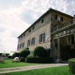 Building exterior at wedding venue in Tuscany Italy Borgo Stomennano