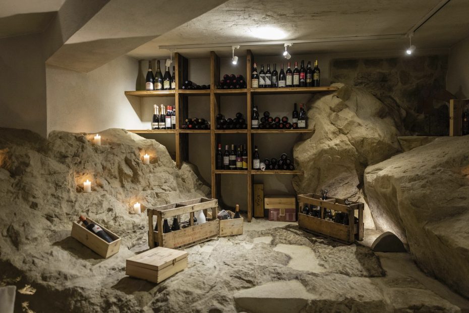 cave wine cellar at wedding venue in italy castello di petrata