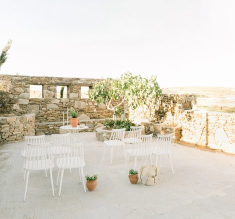 unique stone architecture at the secret view wedding venue in paros greece