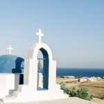 quaint atypical grecian chapel at the secret view wedding venue in paros greece