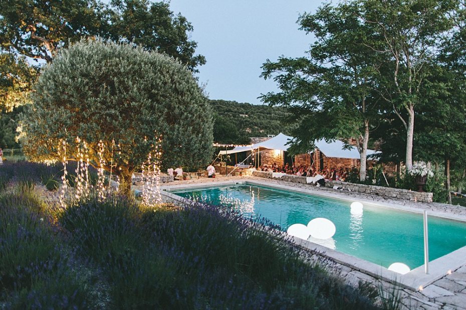 stunning outdoor pool area at le grand banc luxury destination wedding venue in france