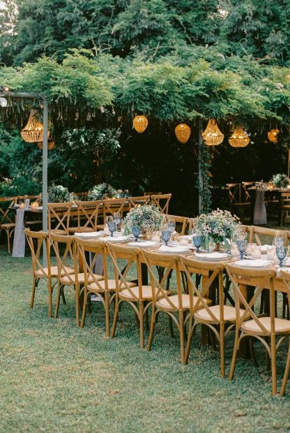 rustic wedding tables cape at wedding venue villa in corfu Greece at villa Sylva