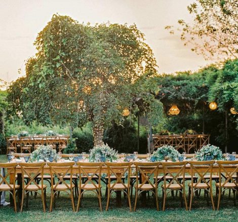 rustic wedding tables at wedding venue villa in corfu Greece at villa Sylva