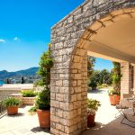 stone archway at wedding venue villa in corfu Greece at villa Sylva