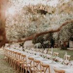 long wedding tables at wedding venue in france provence le domaine du rey