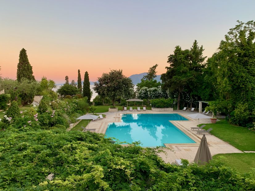garden and pool at wedding venue villa in corfu Greece at villa Sylva