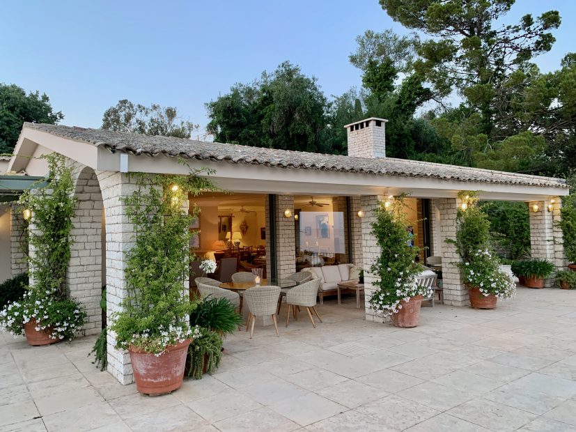 undercover terrace at wedding venue villa in corfu Greece at villa Sylva