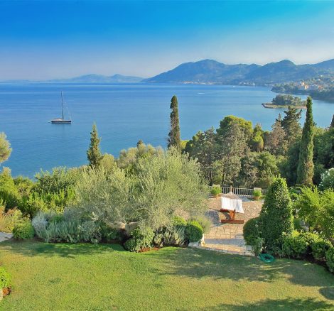 sea view from gardens at wedding venue villa in corfu Greece at villa Sylva