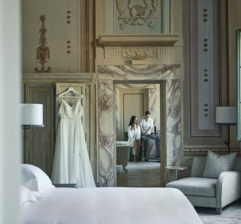bridal suite at luxury wedding venue in Tuscany COMO Castello Del Nero