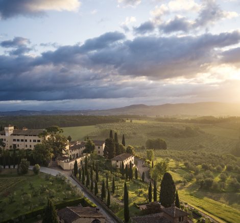tuscan landscape over at luxury wedding venue in Tuscany COMO Castello Del Nero