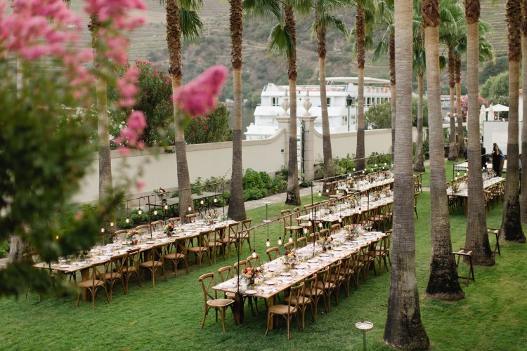 wedding tables outside at portugal wedding venue in Douro valley the vintage house hotel