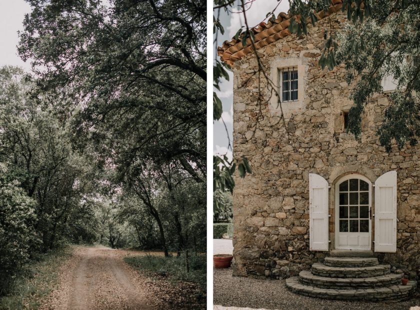 driveway up to le domaine du rey at wedding venue in france provence