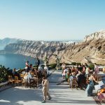 clifftop ceremony at wedding venue in Santorini venetsanos winery