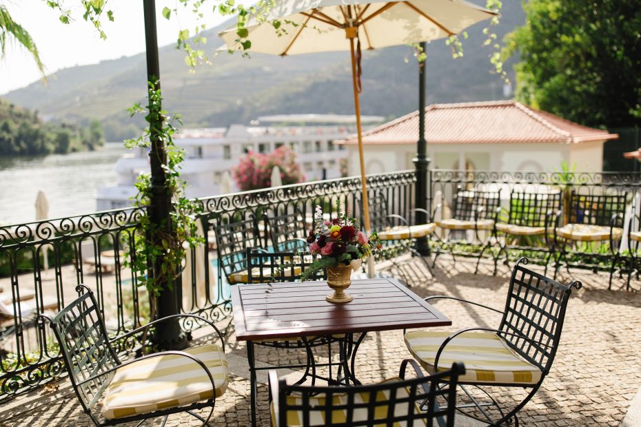 terrace at the vintage house hotel in Douro valley a wedding venue in portugal