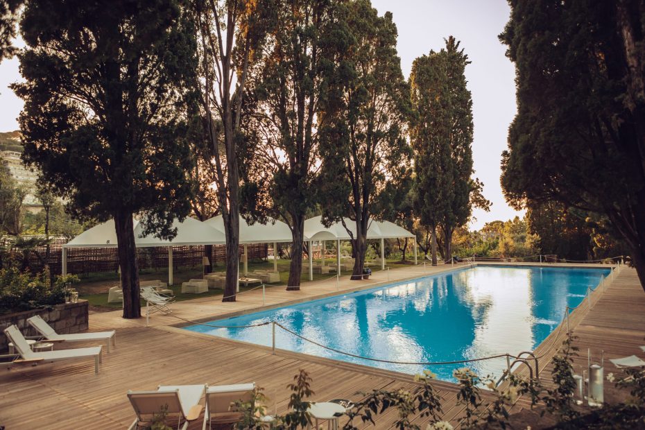 pool area at historical private villa wedding venue in Sorrento Italy villa zagara