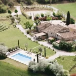 Drone shot of wedding venue Le Clos du Tuilier, France