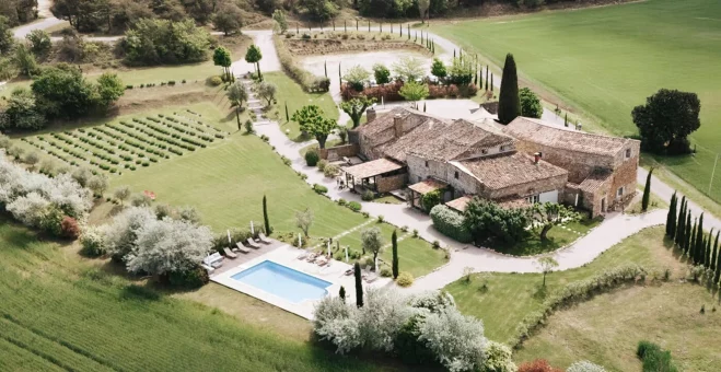 Drone shot of wedding venue Le Clos du Tuilier, France