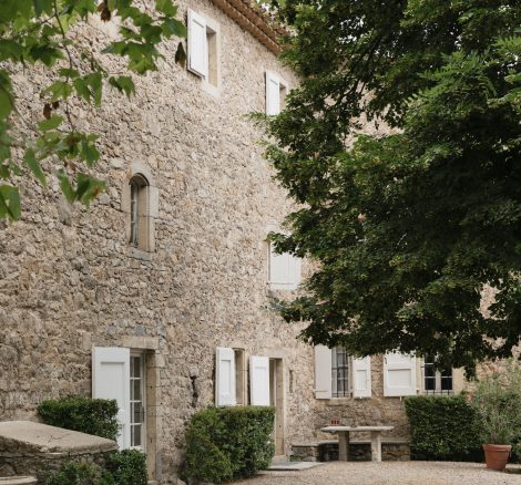 white shutters on rustic french wedding venue domaine du rey in provence