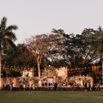 dusk at wedding at wedding venue in Mexico Hacienda Sac Chich