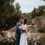 bride and groom pampas grasss ceremony at wedding venue in france provence