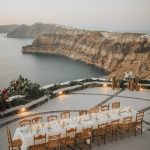intimate wedding dining at wedding venue in Santorini venetsanos winery