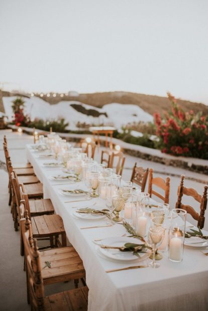 open air wedding venue at wedding venue in Santorini venetsanos winery