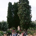 wedding ceremony outside on the grounds at historical private villa wedding venue in Sorrento Italy villa zagara