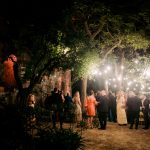 wedding guests at night time at historical private villa wedding venue in Sorrento Italy villa zagara