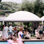 wedding pool party at historical private villa wedding venue in Sorrento Italy villa zagara
